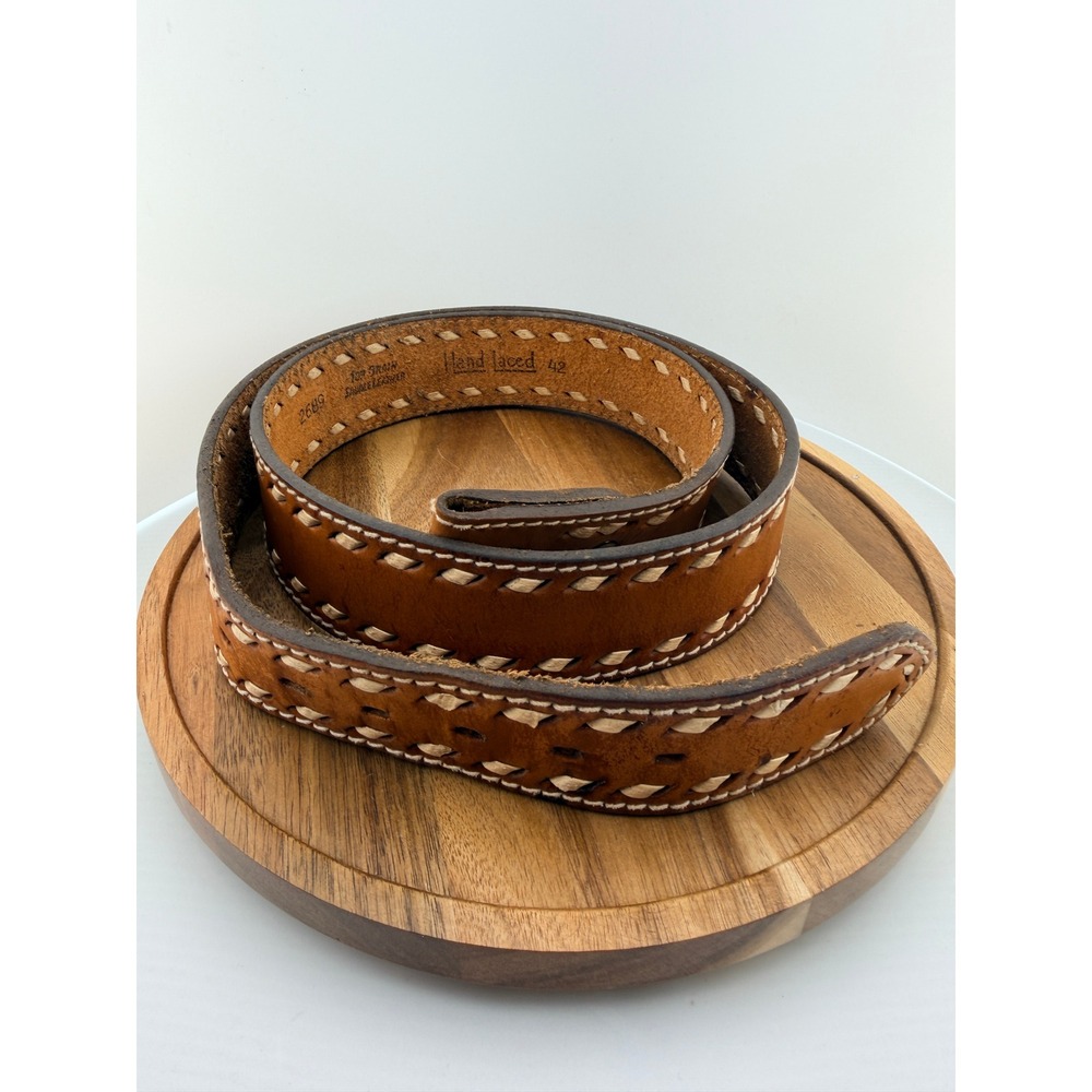 Vintage Hand Laced Saddle Leather Belt Blank Brown Western Boho Size 42